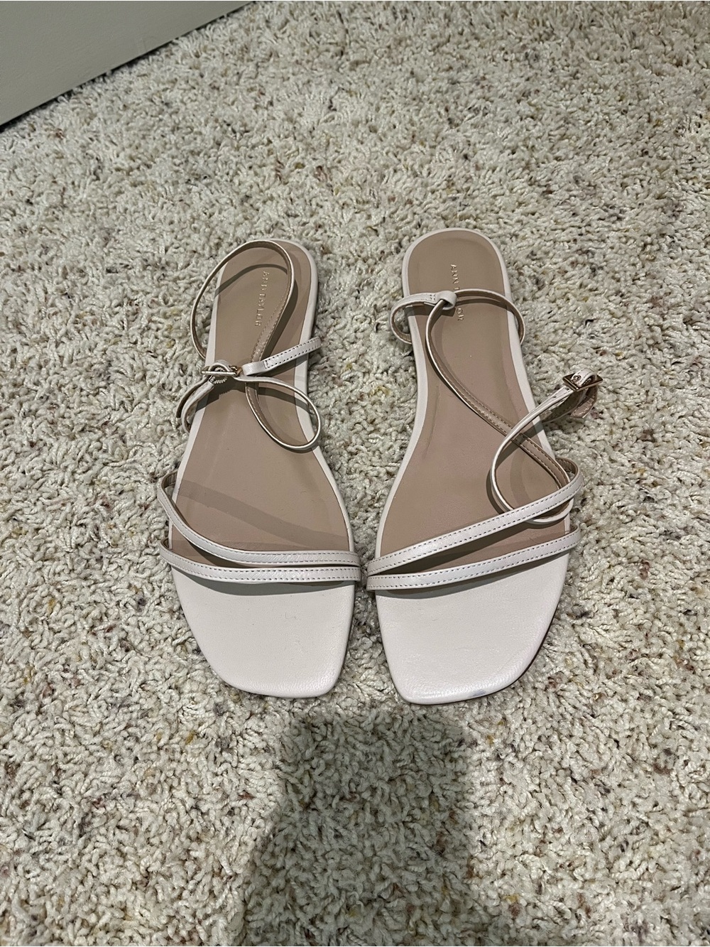 Ann Taylor Blush Strappy Square-Toe Sandals